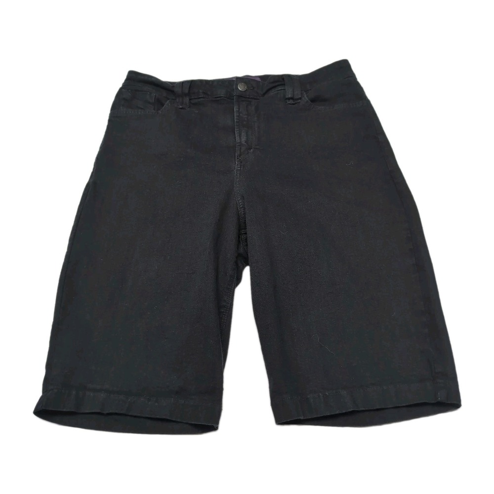 NYDJ Denim Walking Shorts Plus Size 16W Black Made in USA Lift Tuck High Rise
